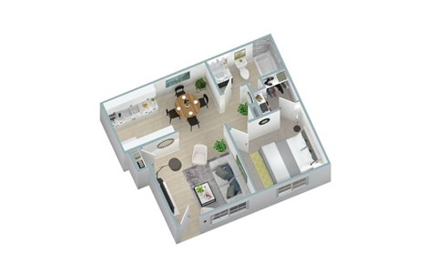 Floor plan for 1 bed, 1 bath, 650 sqft